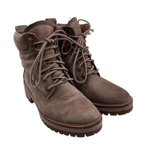 Timberland Gray Taupe Tree Courmayeur Valley Lace Up Heeled Leather Boots Shoes